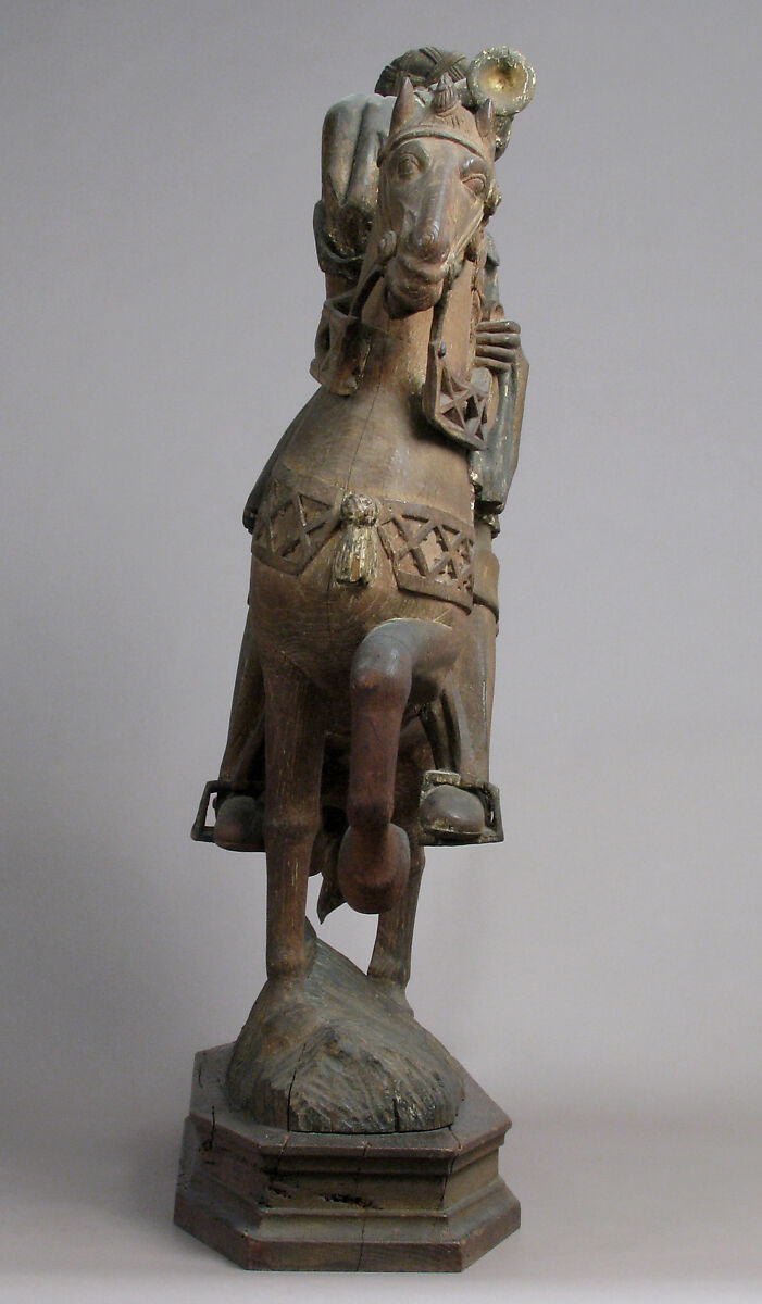 Trumpeter, Oak, traces of polychromy and gilding, South Netherlandish