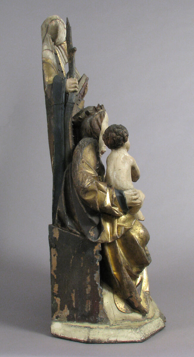 The Virgin and Child, Saint Anne, and Saint Emerentia, Limewood, paint and gilding, German