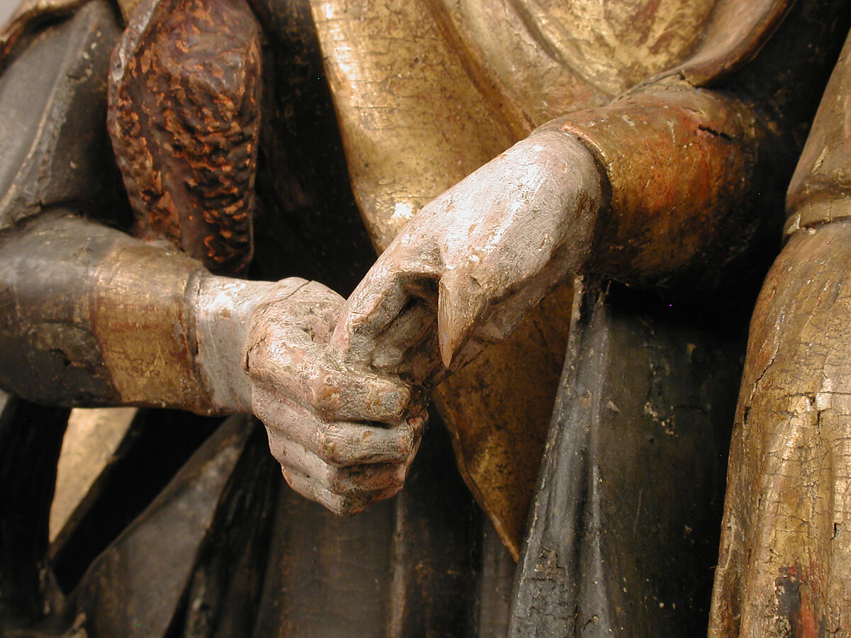Meeting of Saints Joachim and Anne at the Golden Gate, Benedikt Dreyer (German, active Lübeck, ca. 1500–1525), Oak with polychromy and gilding, North German