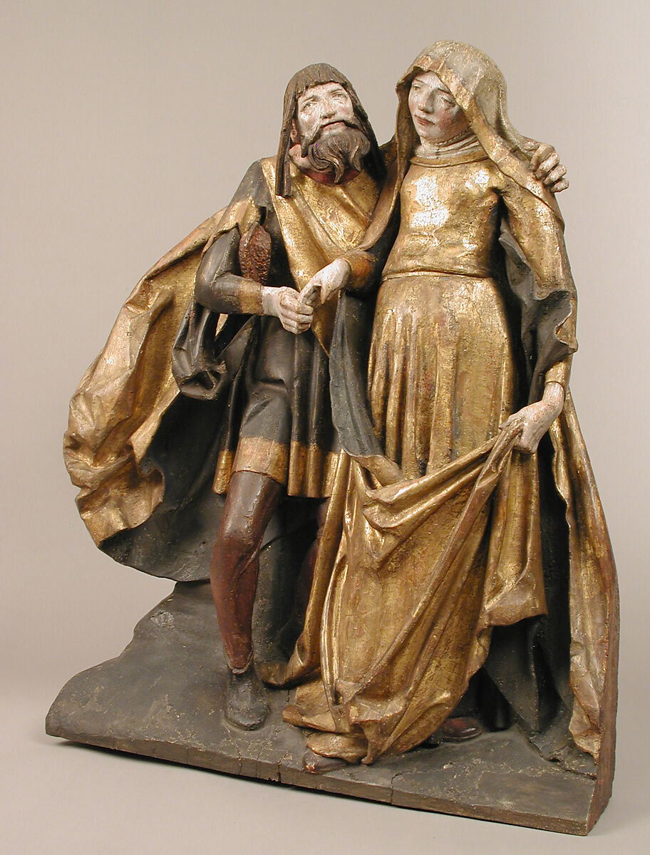 Meeting of Saints Joachim and Anne at the Golden Gate, Benedikt Dreyer (German, active Lübeck, ca. 1500–1525), Oak with polychromy and gilding, North German