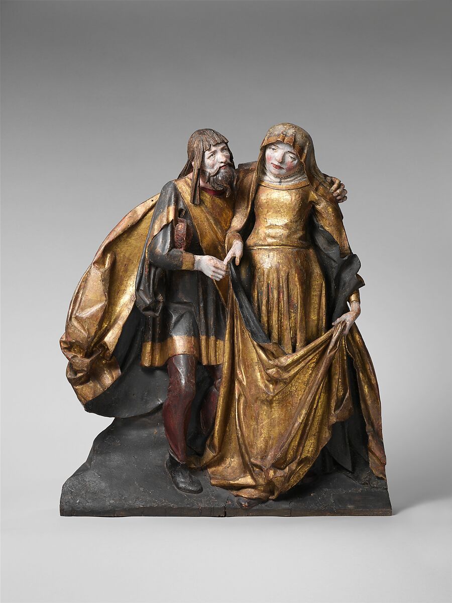 Meeting of Saints Joachim and Anne at the Golden Gate, Benedikt Dreyer (German, active Lübeck, ca. 1500–1525), Oak with polychromy and gilding, North German 