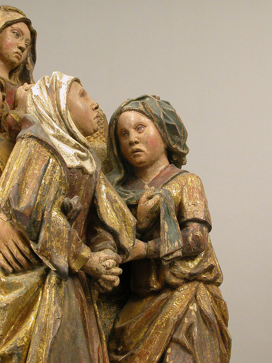 Virgin, Saint John, and Three Holy Women from a Crucifixion, Oak with polychromy and  gilding, South Netherlandish