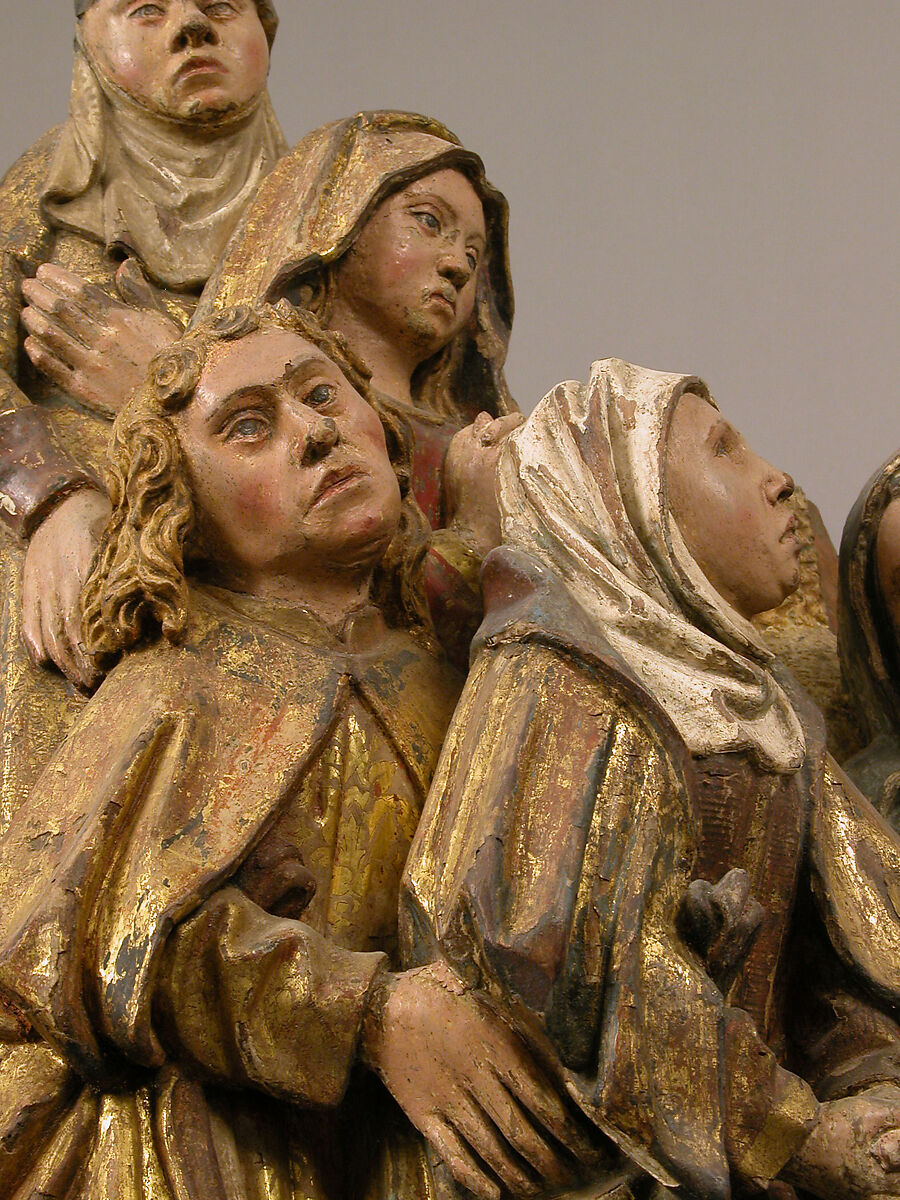 Virgin, Saint John, and Three Holy Women from a Crucifixion, Oak with polychromy and  gilding, South Netherlandish