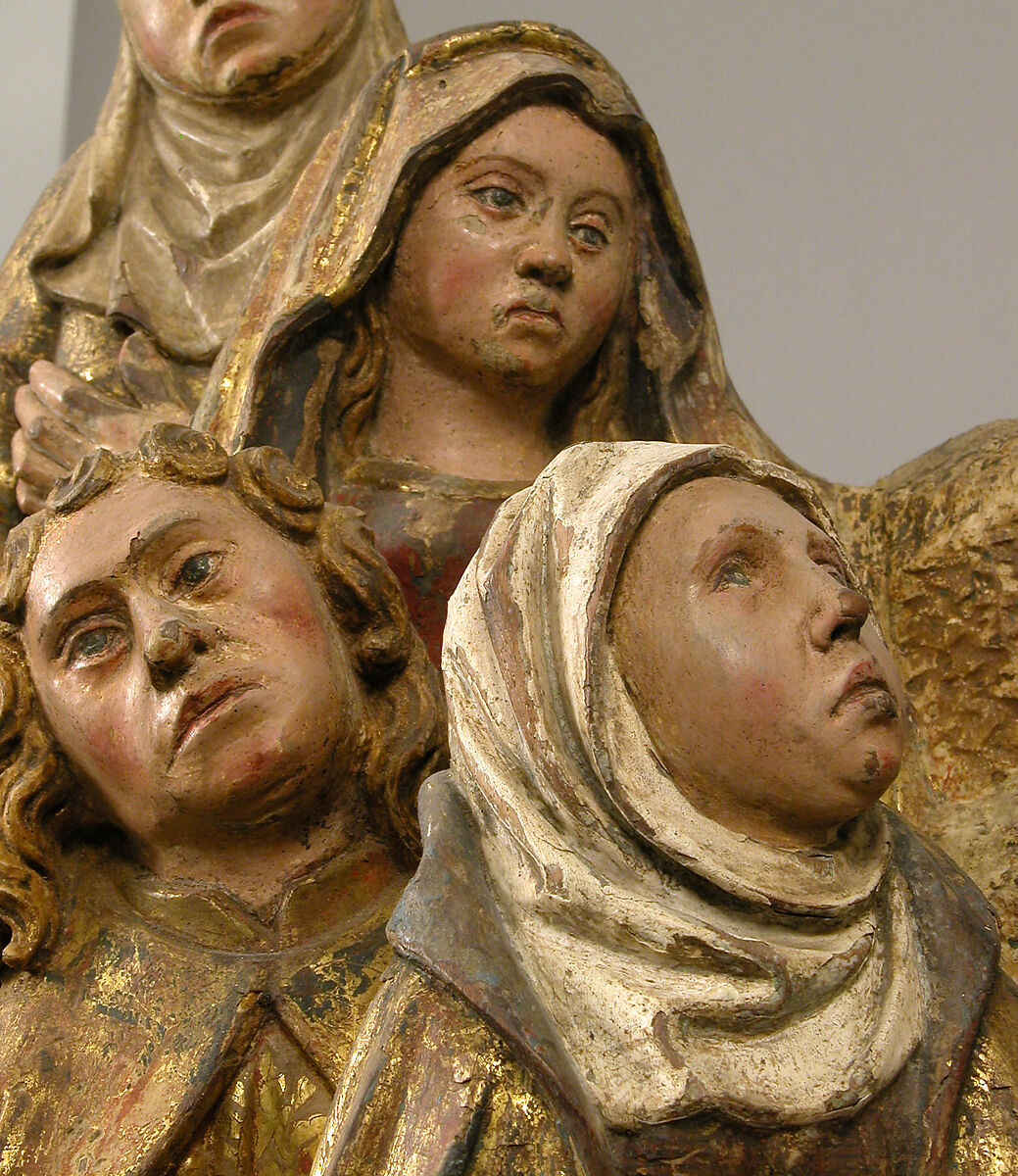 Virgin, Saint John, and Three Holy Women from a Crucifixion, Oak with polychromy and  gilding, South Netherlandish