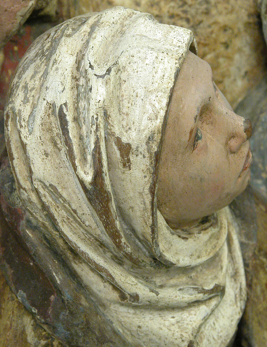 Virgin, Saint John, and Three Holy Women from a Crucifixion, Oak with polychromy and  gilding, South Netherlandish