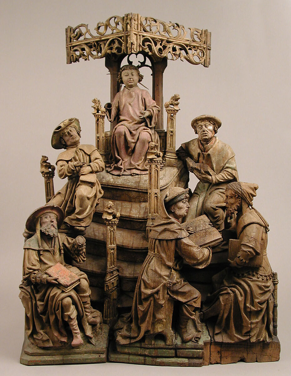 Christ among the Doctors, Oak, polychromy, parcel gilt, German 