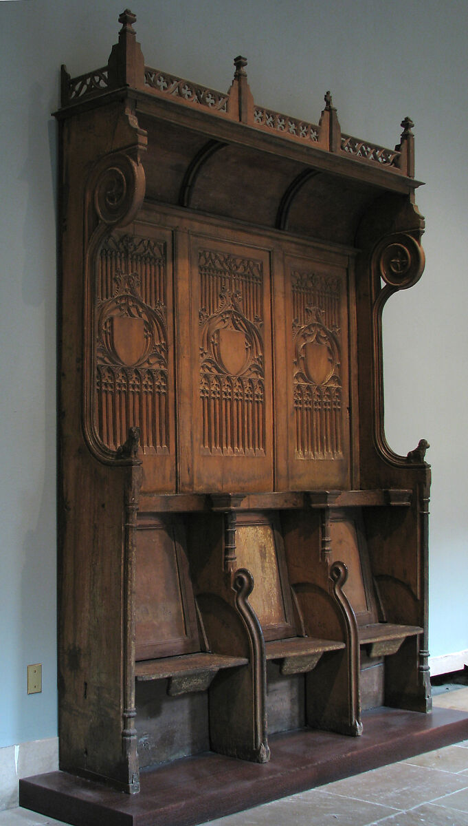 Triple Choir Stall with Canopy, Oak, French