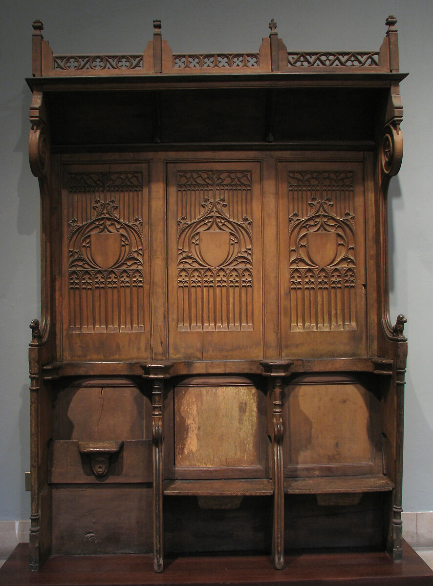Triple Choir Stall with Canopy, Oak, French