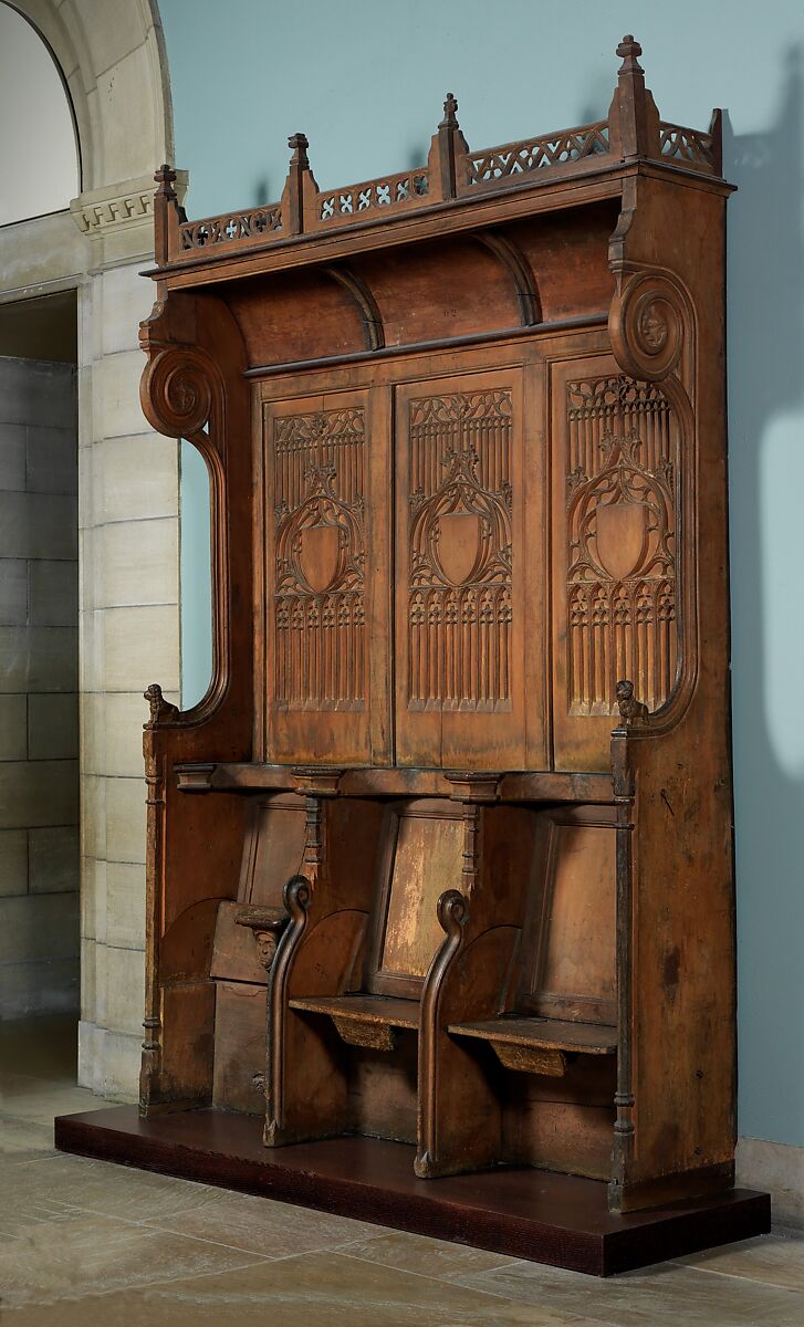 Triple Choir Stall with Canopy, Oak, French 