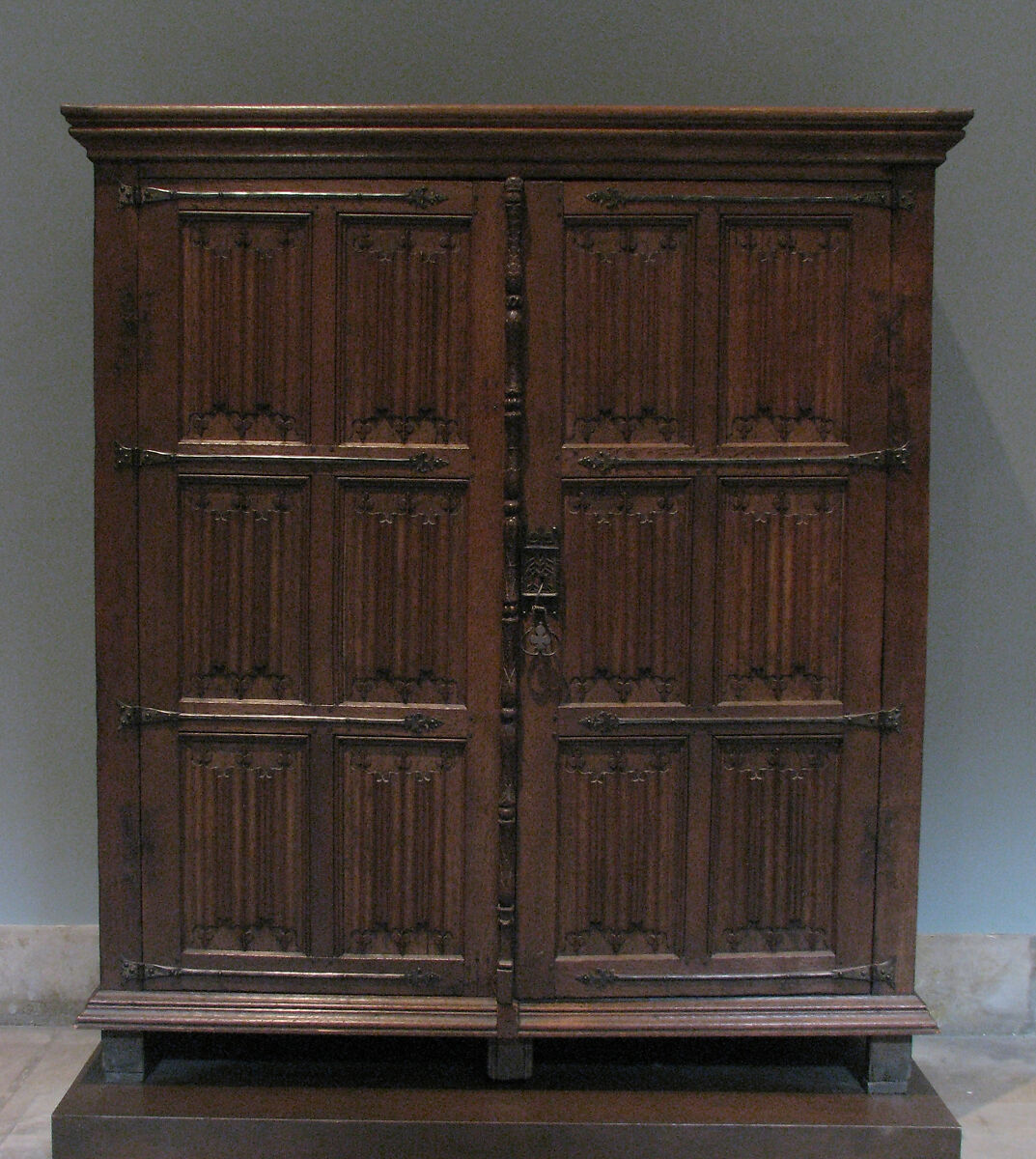 Cabinet, Oak, iron mounts, North French or South Netherlandish