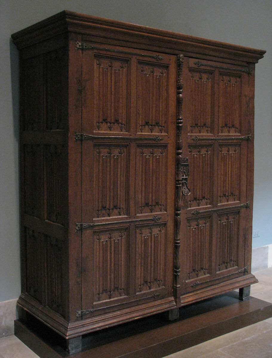 Cabinet, Oak, iron mounts, North French or South Netherlandish