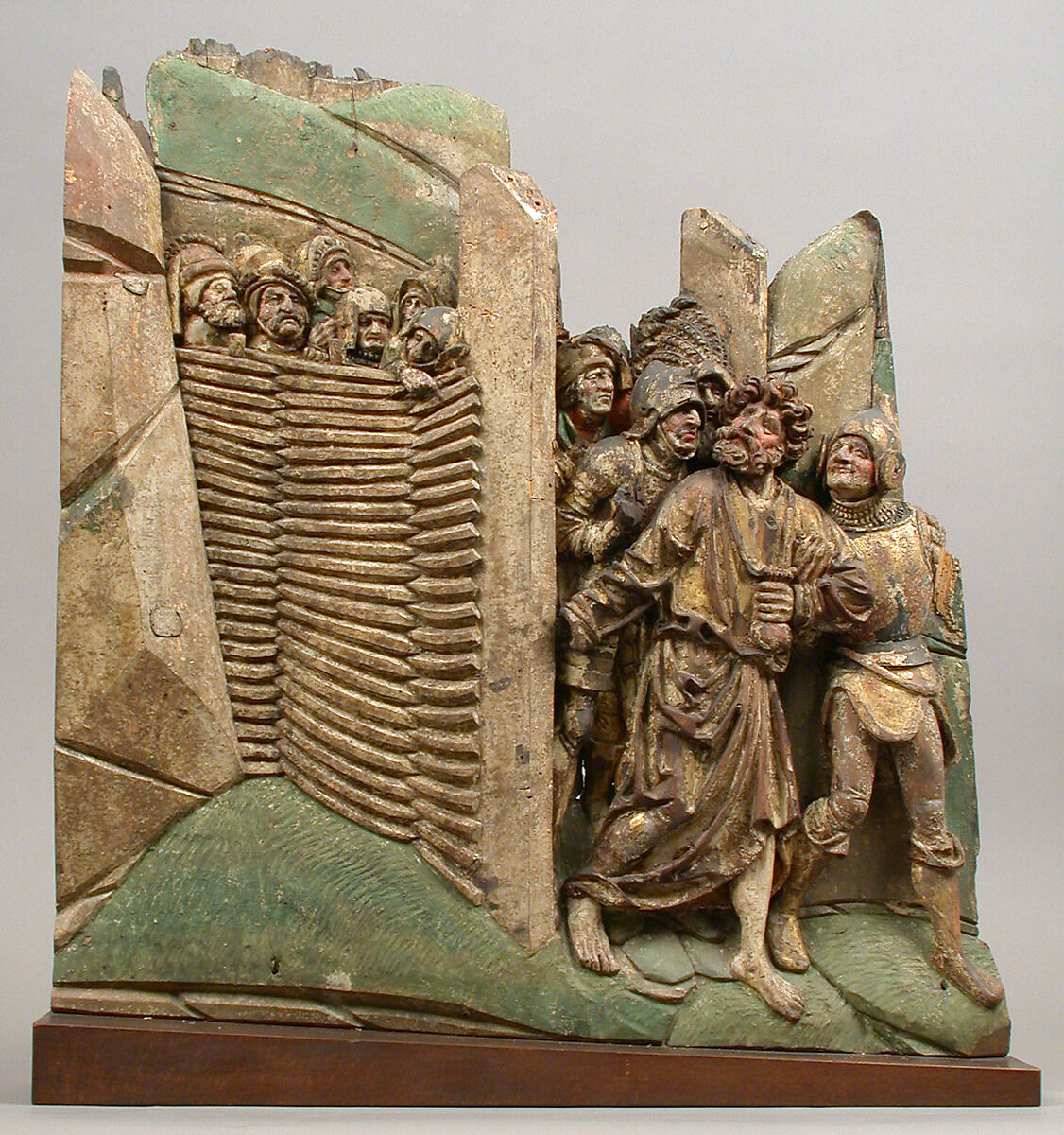 Judas Entering the Garden of Gethsemane to Betray Christ, Limewood with paint and gilding, German or South Netherlandish