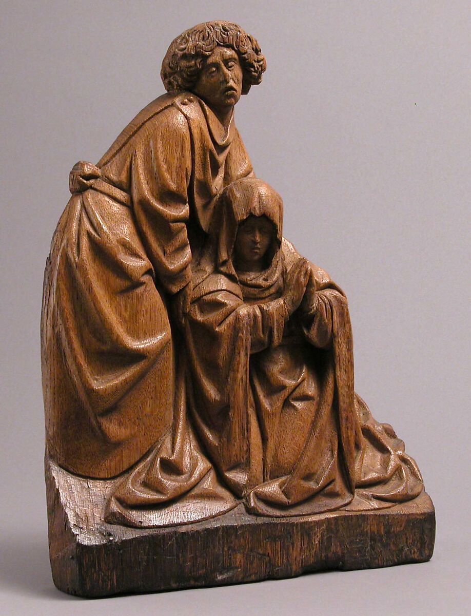 Virgin Supported by Saint John, School of Antwerp, Oak, South Netherlandish