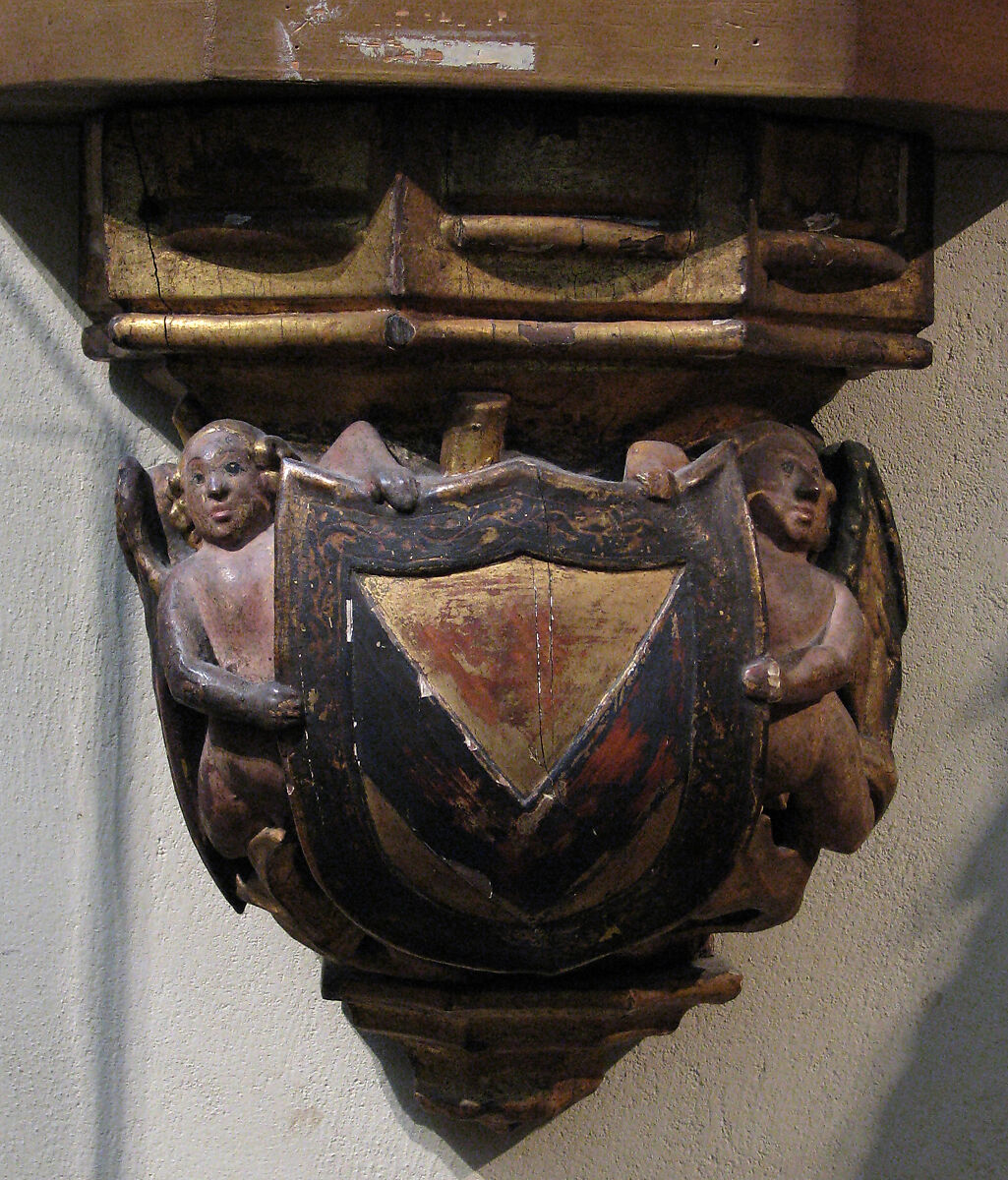 Corbel with Angels, Wood, paint, French 