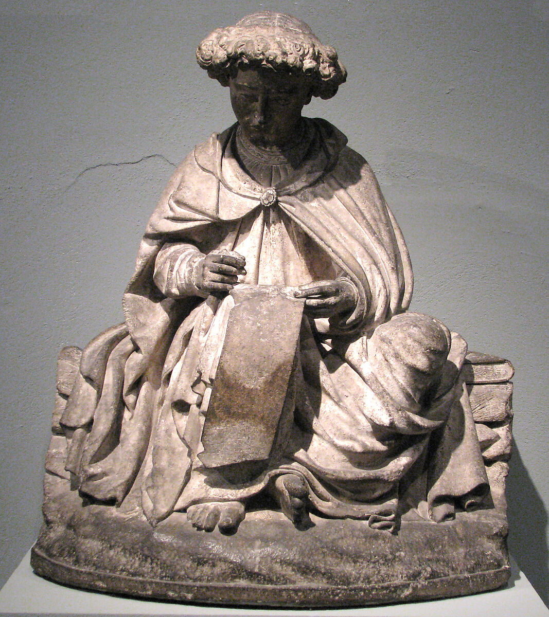 Saint John on Patmos, Limestone, originally polychromed., French 