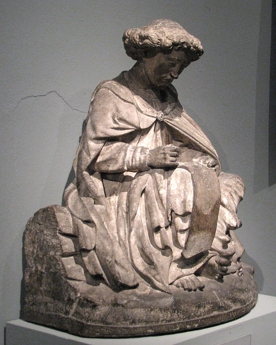 Saint John on Patmos, Limestone, originally polychromed., French