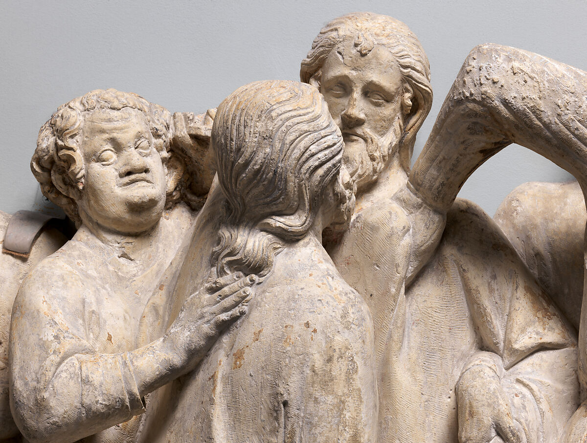 Relief of the Betrayal and Arrest of Jesus, Limestone with traces of polychromy and gilding, French