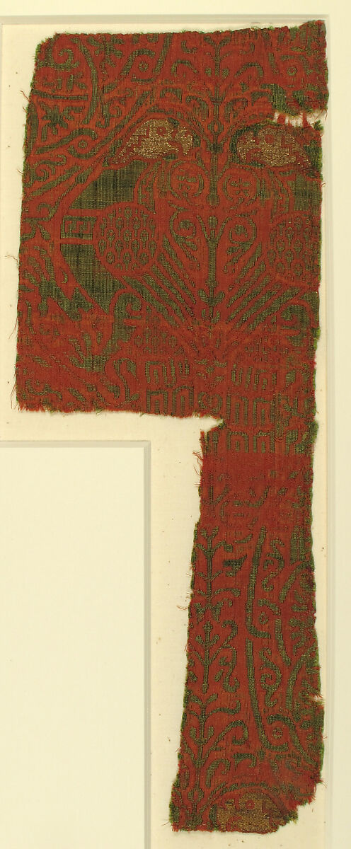 Textile with Brocade, Silk, gilt silver thread, Spanish 