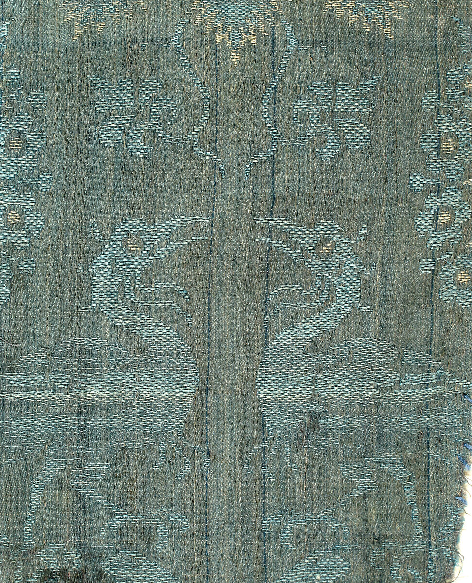 Brocade Textile, Silk, gold thread, Italian
