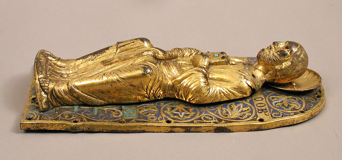 Saint James the Great, Copper-gilt, champlevé enamel, turquoise, cabochons, French