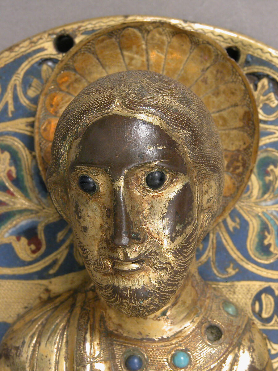 Saint James the Great, Copper-gilt, champlevé enamel, turquoise, cabochons, French