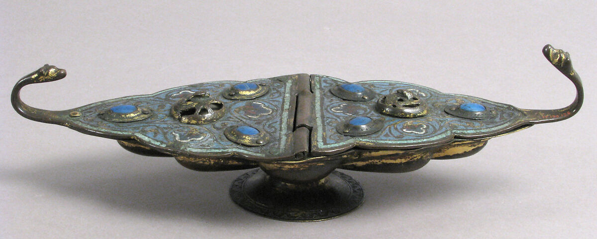 Incense Boat, Champlevé enamel, copper-gilt, French 