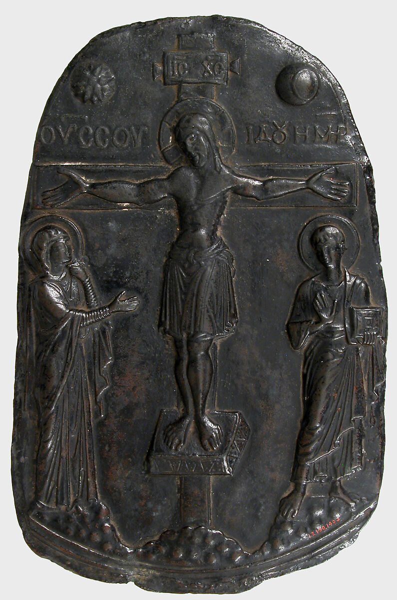 Plaque with the Crucifixion, Copper alloy, European 