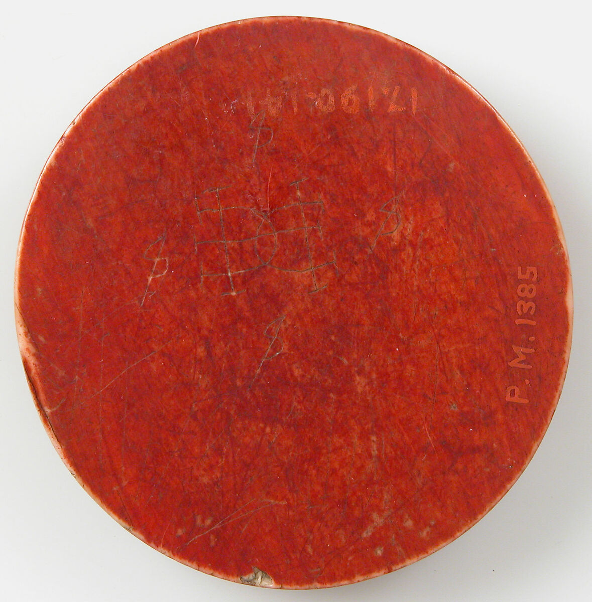 Game Piece with Samson Slaying the Philistines with the Jawbone of an Ass, Elephant ivory, red stain, German