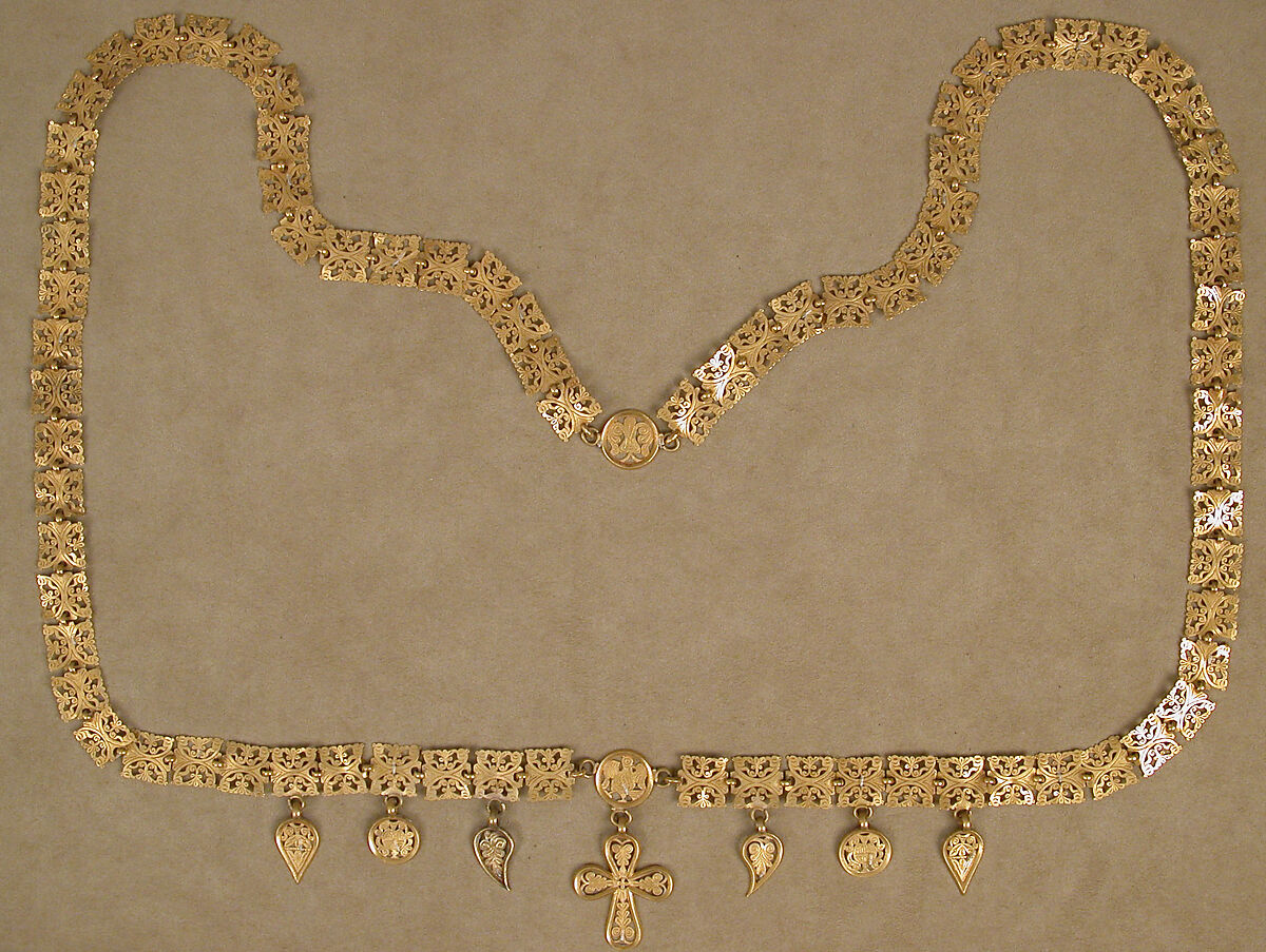 Gold Necklace with Cross, Gold, Byzantine 