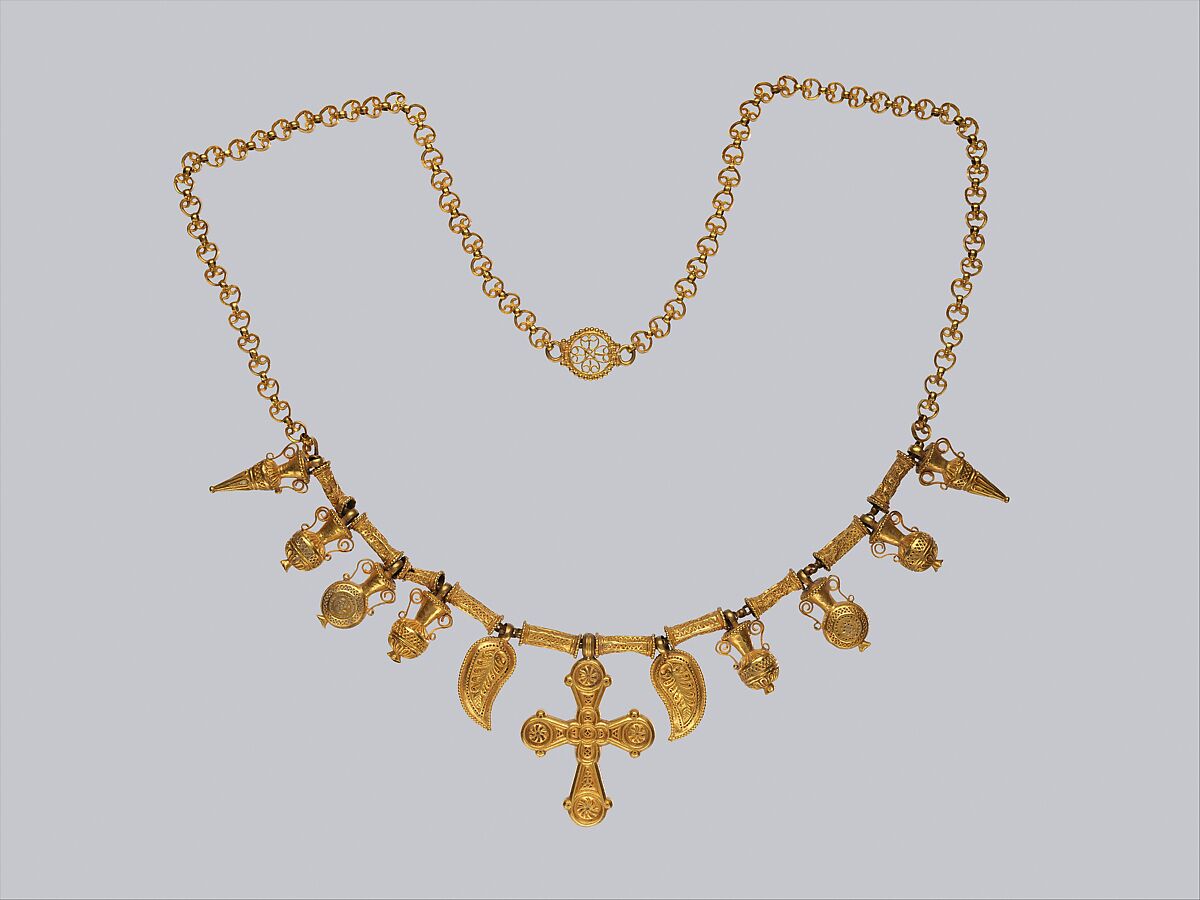 Gold Necklace with Ornaments, Gold, Byzantine 