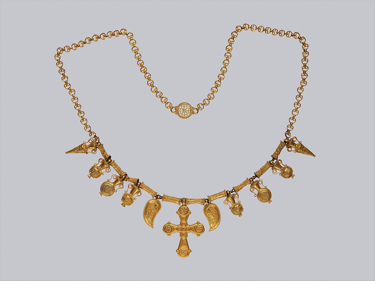 Gold Necklace with Ornaments, Gold, Byzantine