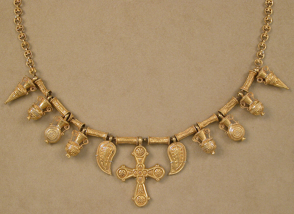 Gold Necklace with Ornaments, Gold, Byzantine