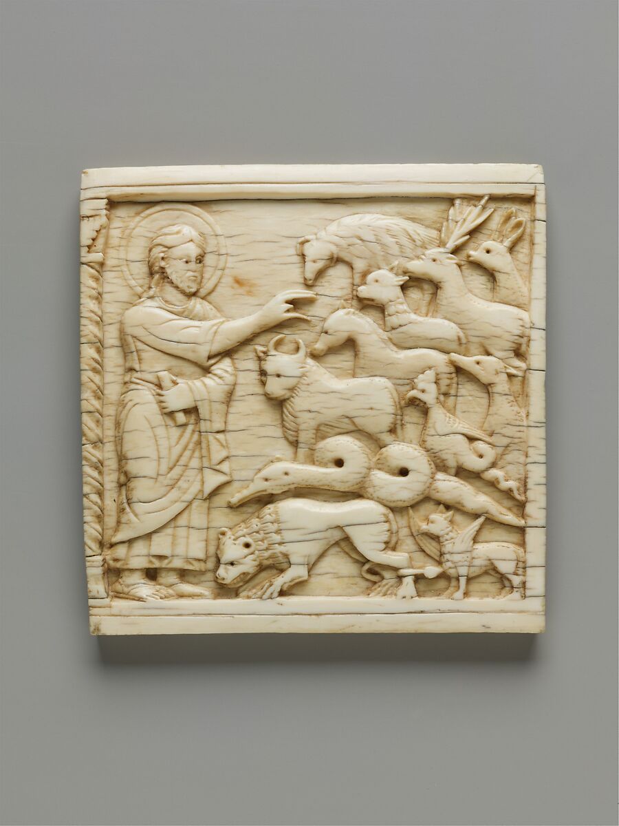 Plaque with God Creating the Animals, Elephant ivory, South Italian 