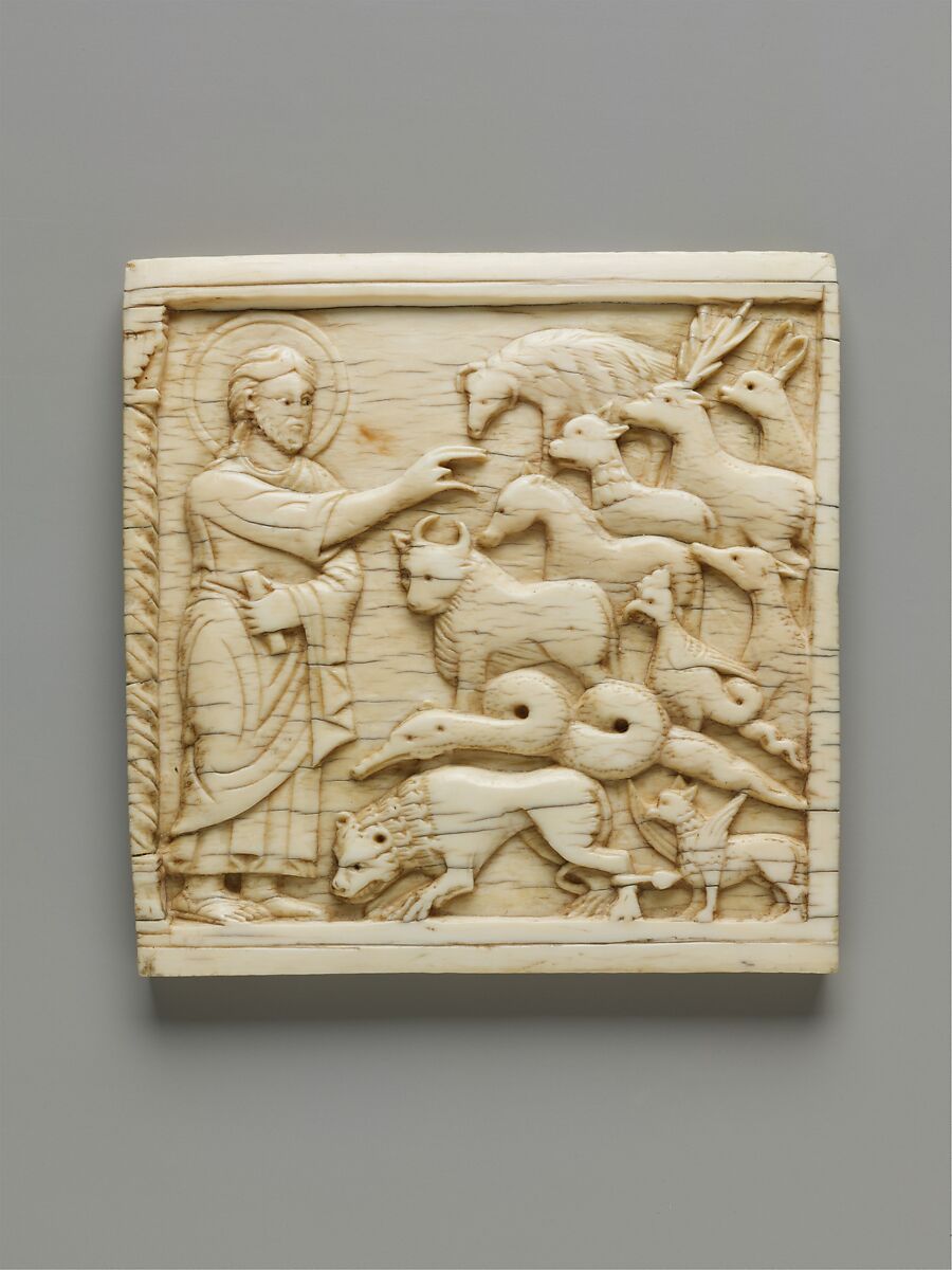 Plaque with God Creating the Animals, Elephant ivory, South Italian