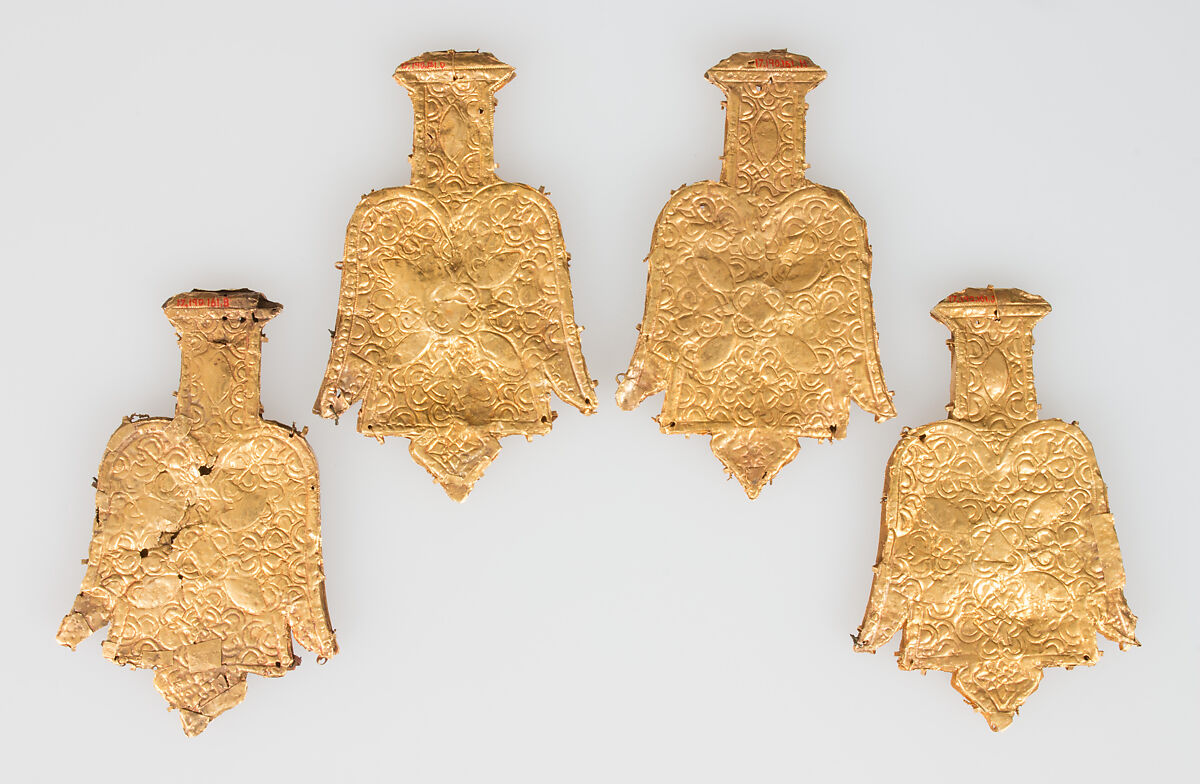 Elements from a Necklace, Gold, cloisonnè enamel, Spanish