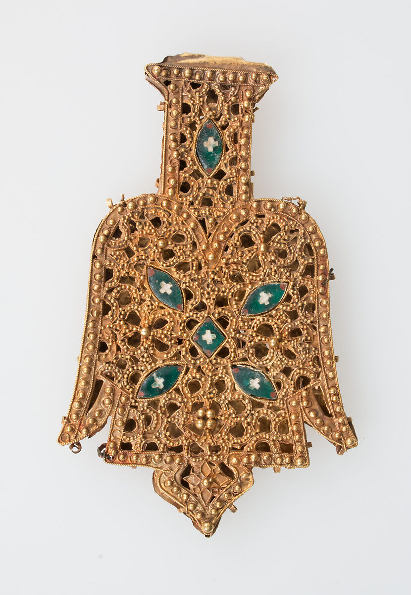 Elements from a Necklace, Gold, cloisonnè enamel, Spanish