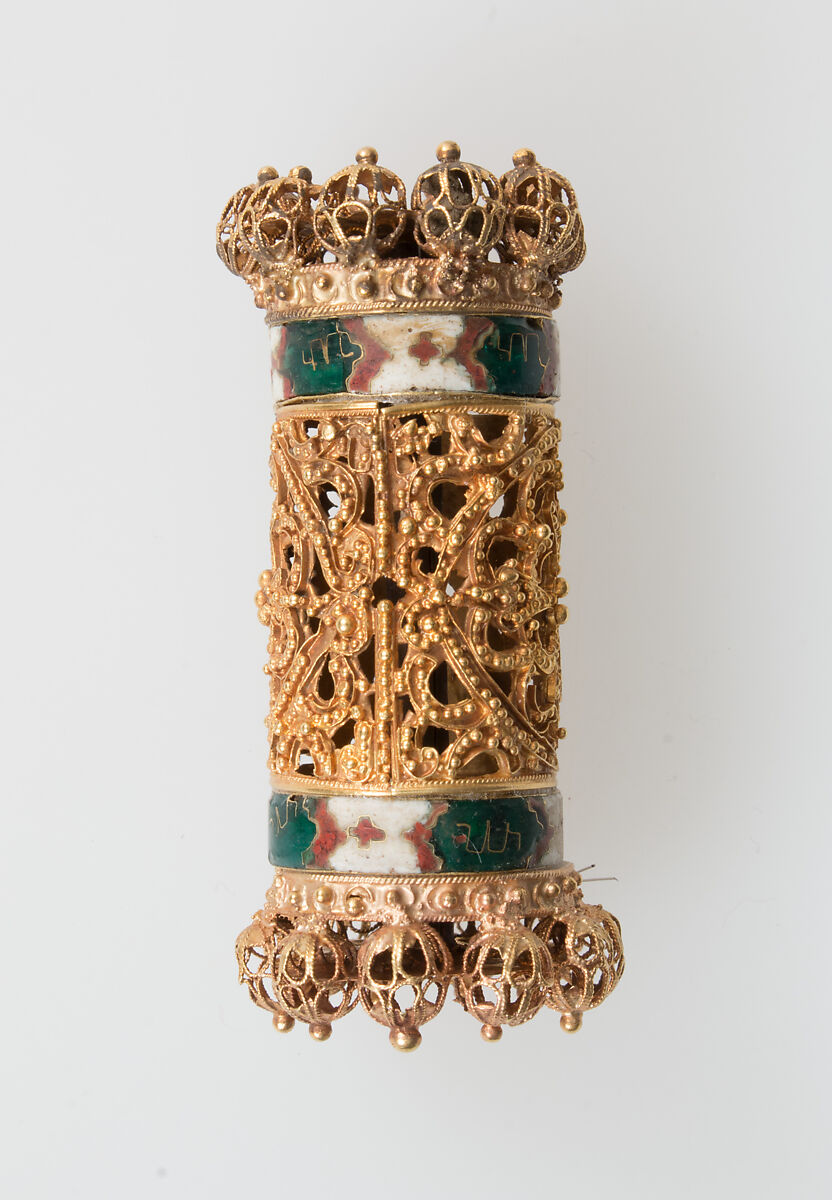 Elements from a Necklace, Gold, cloisonnè enamel, Spanish