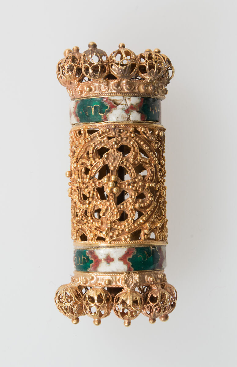 Elements from a Necklace, Gold, cloisonnè enamel, Spanish