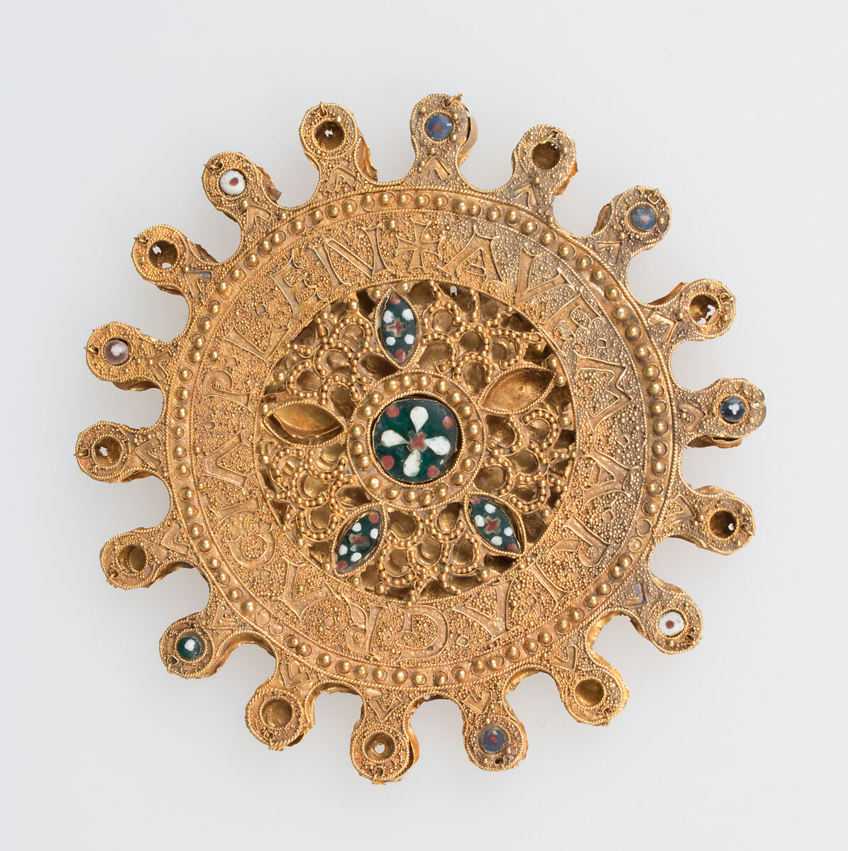 Elements from a Necklace, Gold, cloisonnè enamel, Spanish