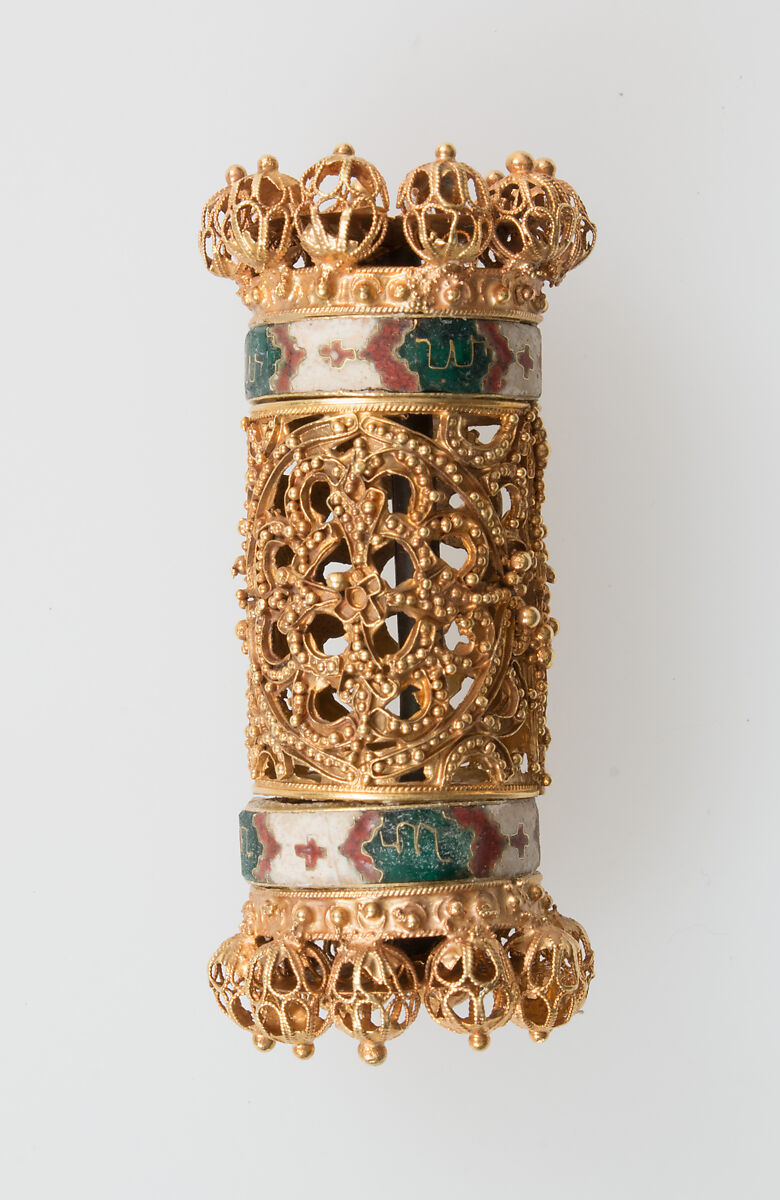 Elements from a Necklace, Gold, cloisonnè enamel, Spanish