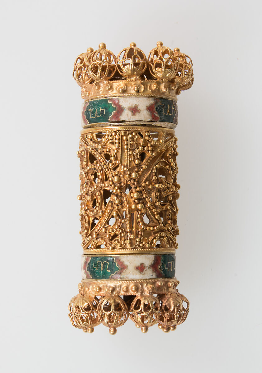 Elements from a Necklace, Gold, cloisonnè enamel, Spanish