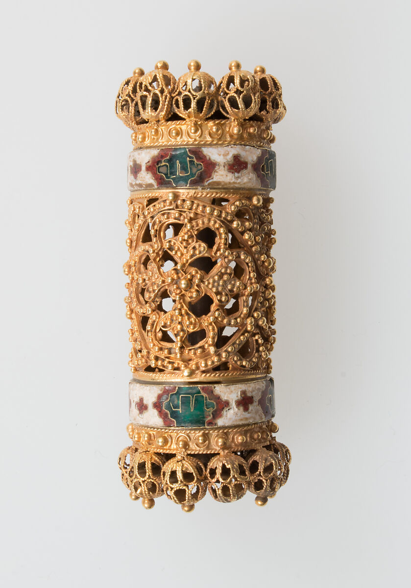 Elements from a Necklace, Gold, cloisonnè enamel, Spanish