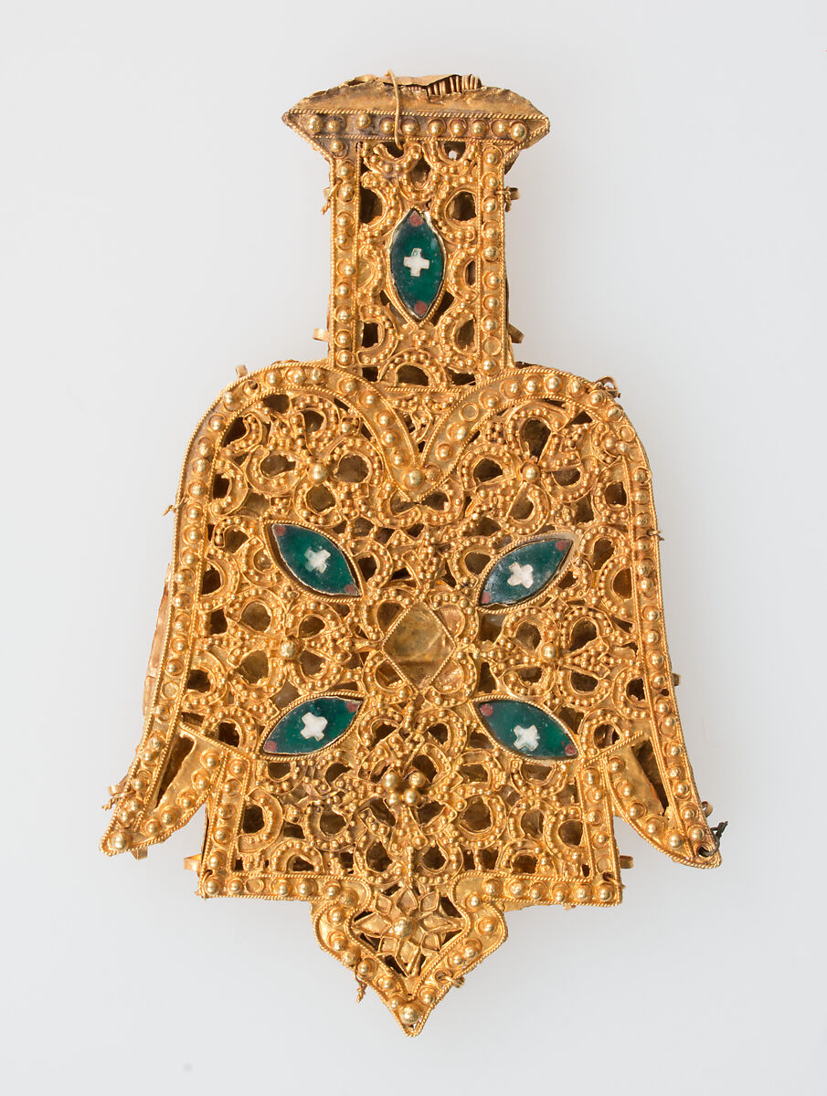 Elements from a Necklace, Gold, cloisonnè enamel, Spanish