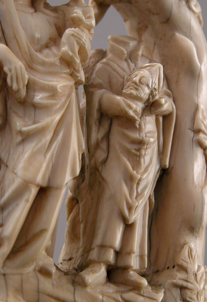 Crozier Head with Crucifixion, Virgin and Child, and Saint Denis, Elephant ivory, French
