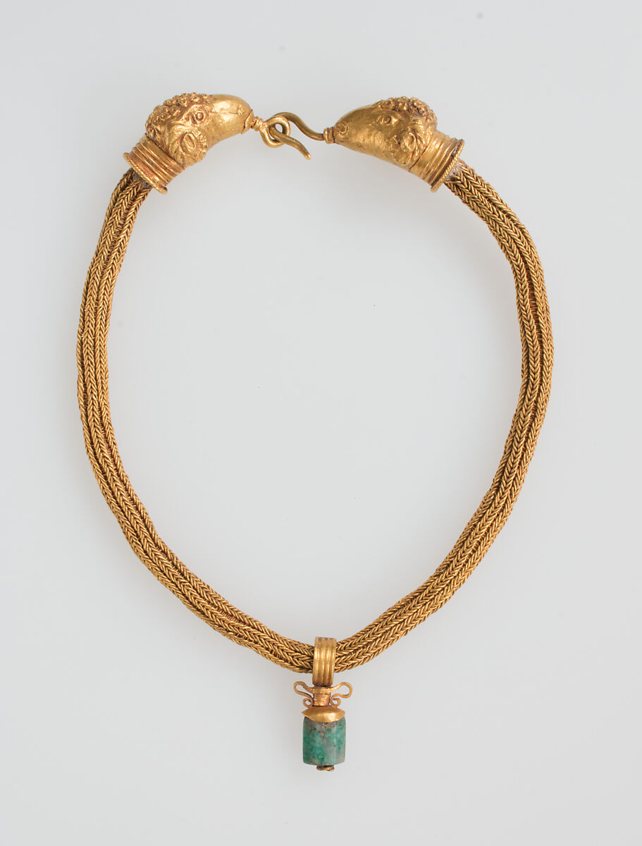 Gold Necklace with Amphora (Vase) Pendant, Gold, Byzantine 