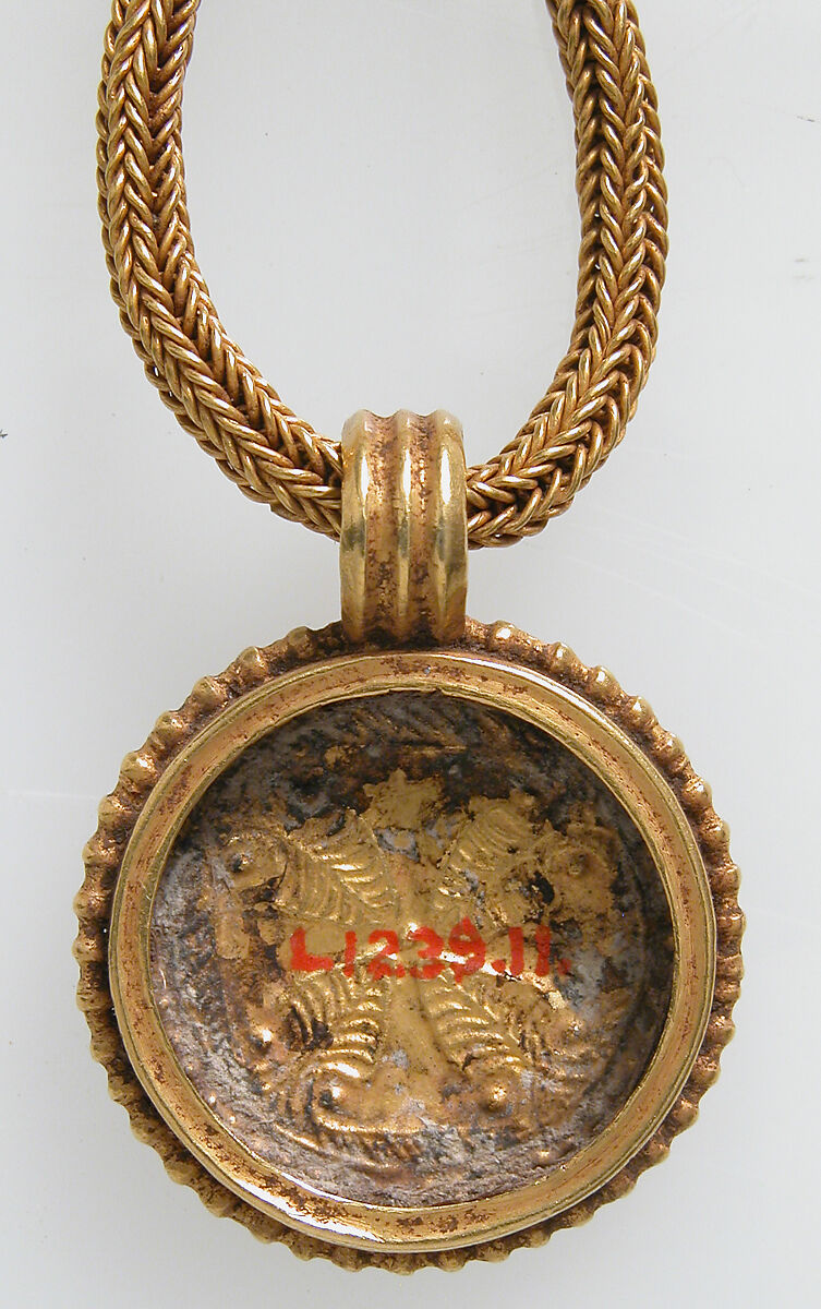 Gold Necklace with Pendant Cross, Gold, Byzantine