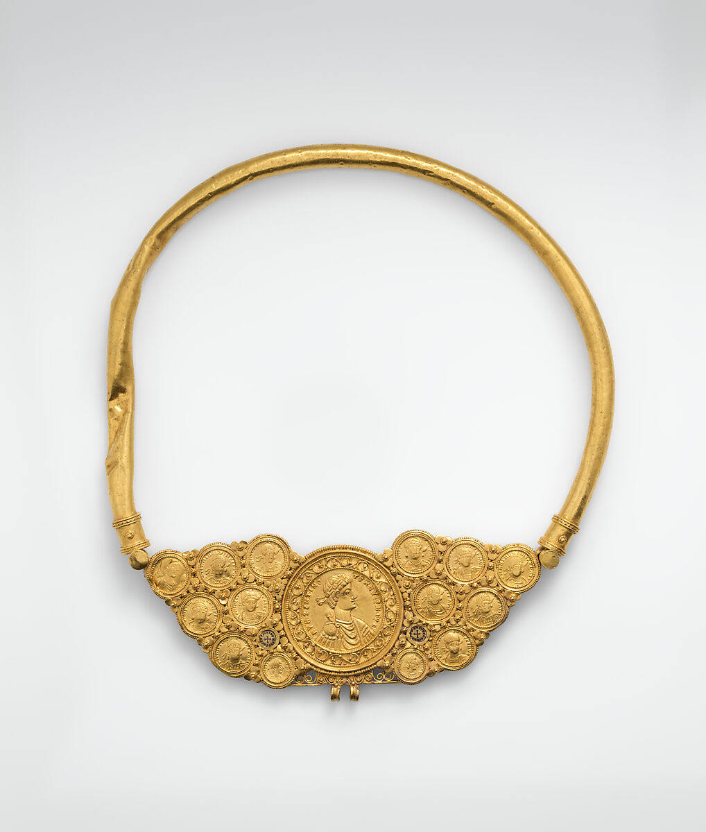 Pectoral with Coins and Pseudo-Medallion, Gold, niello, Byzantine 