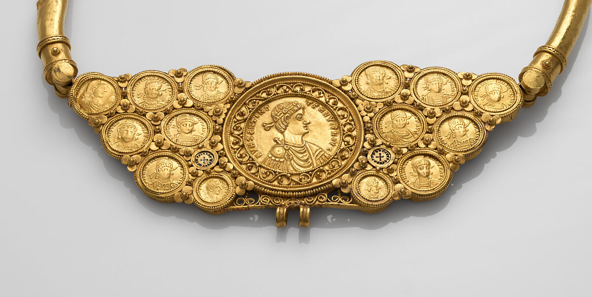 Pectoral with Coins and Pseudo-Medallion, Gold, niello, Byzantine