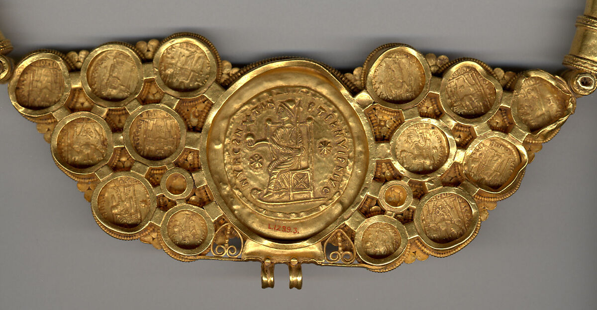 Pectoral with Coins and Pseudo-Medallion, Gold, niello, Byzantine