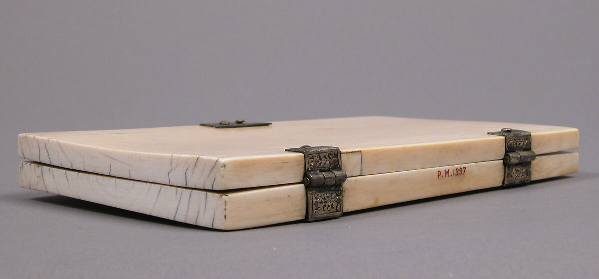 Diptych with Annunciation, Visitation, Nativity, Crucifixion, and Coronation of the Virgin, Elephant ivory with metal mounts, French